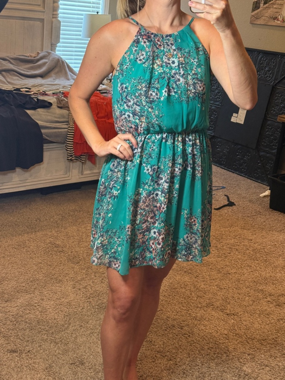 Teal Floral  Dress